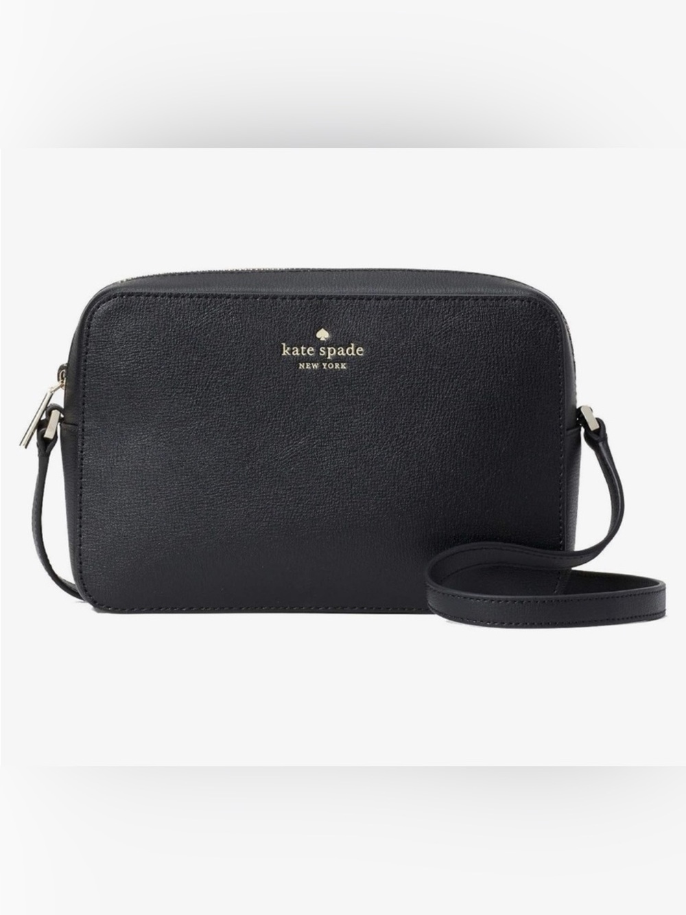 kate spade Black Leather Crossbody with Gold Logo